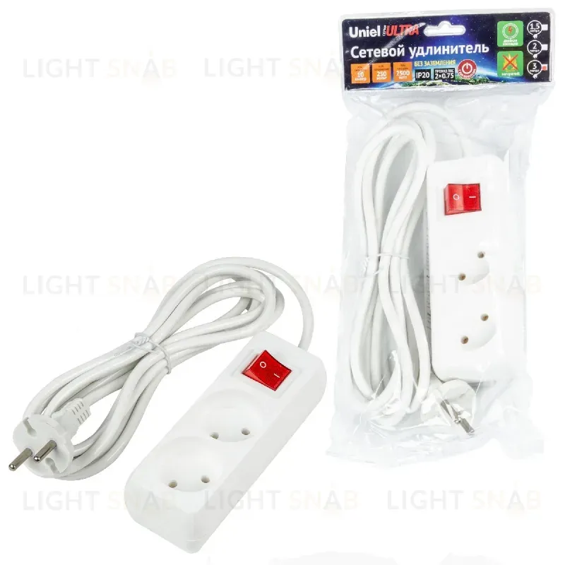 Удлинитель бытовой Uniel Ultra S-CU2-3B WHITE UL-00009992 S-CU2-3B WHITE