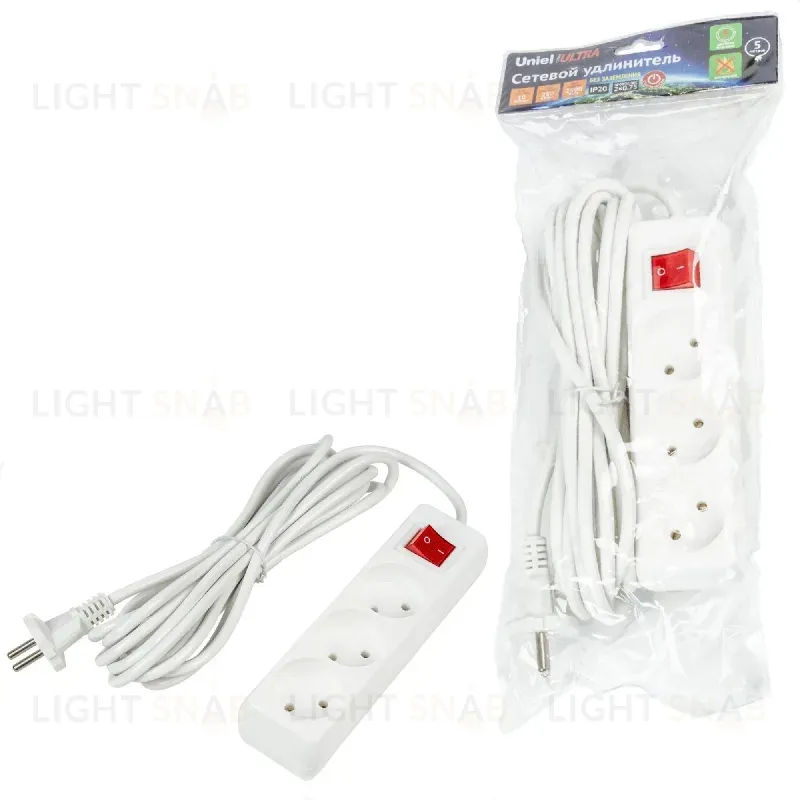 Удлинитель бытовой Uniel Ultra S-CU3-5B WHITE UL-00009996 S-CU3-5B WHITE