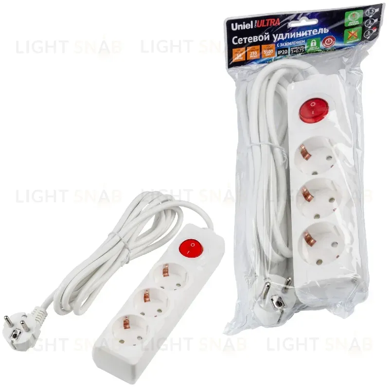 Удлинитель бытовой Uniel Ultra S-GCU3-3B WHITE UL-00010016 S-GCU3-3B WHITE
