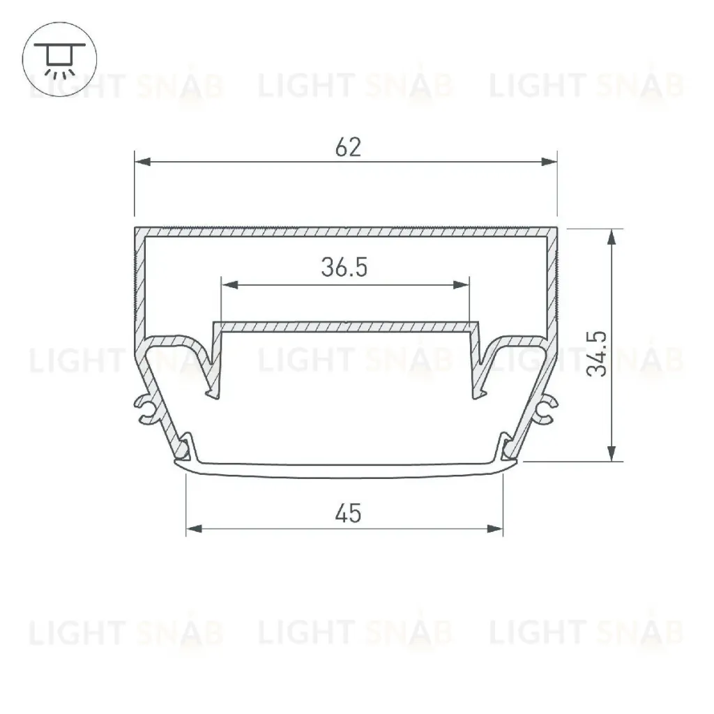 Профиль Arlight STRETCH-S-50-CEIL-CENTER-2000 (GAMMA50) 040700 040700
