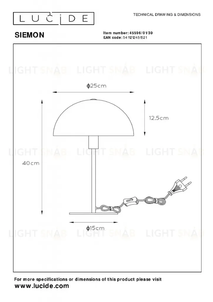 Настольная лампа Lucide Siemon 45596/01/30 45596/01/30