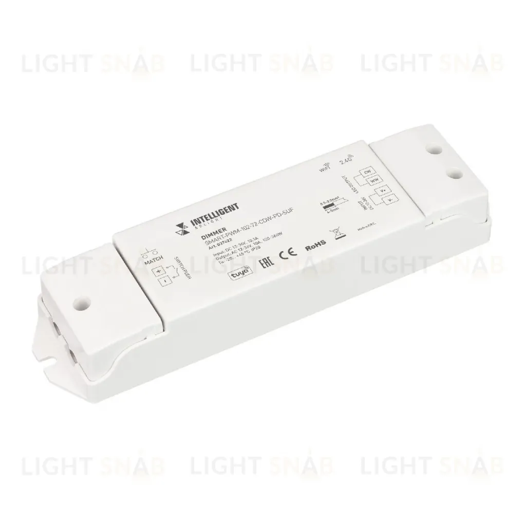 Диммер Arlight SMART-PWM-102-72-CDW-PD-SUF (12-36V, 2x5A, TUYA Wi-Fi, 2.4G) 037422 037422