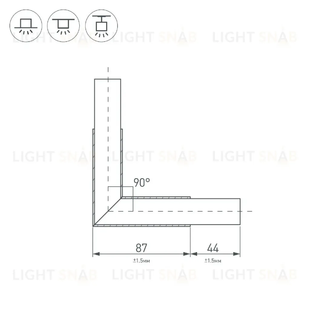 Угол Arlight PLS-LOCK-H25-L90 BLACK (с экраном MAT-L) 031268 031268