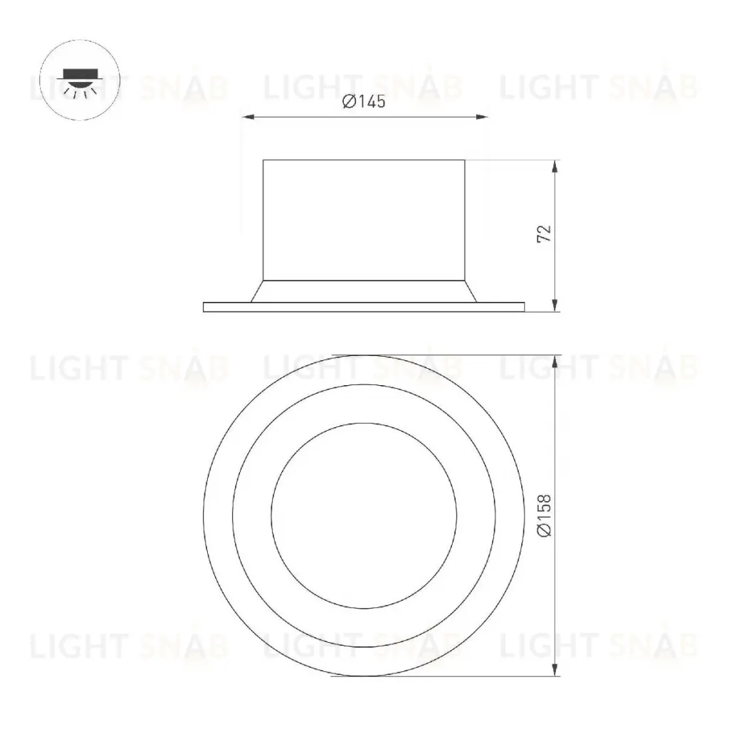 Встраиваемый светильник Arlight MS-DROP-BUILT-R158-30W Warm3000 (WH, 90 deg, 230V) 041464 041464