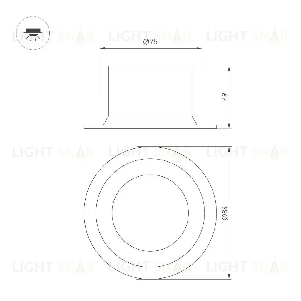 Встраиваемый светильник Arlight MS-DROP-BUILT-R84-8W Day4000 (BK, 85 deg, 230V) 041492 041492