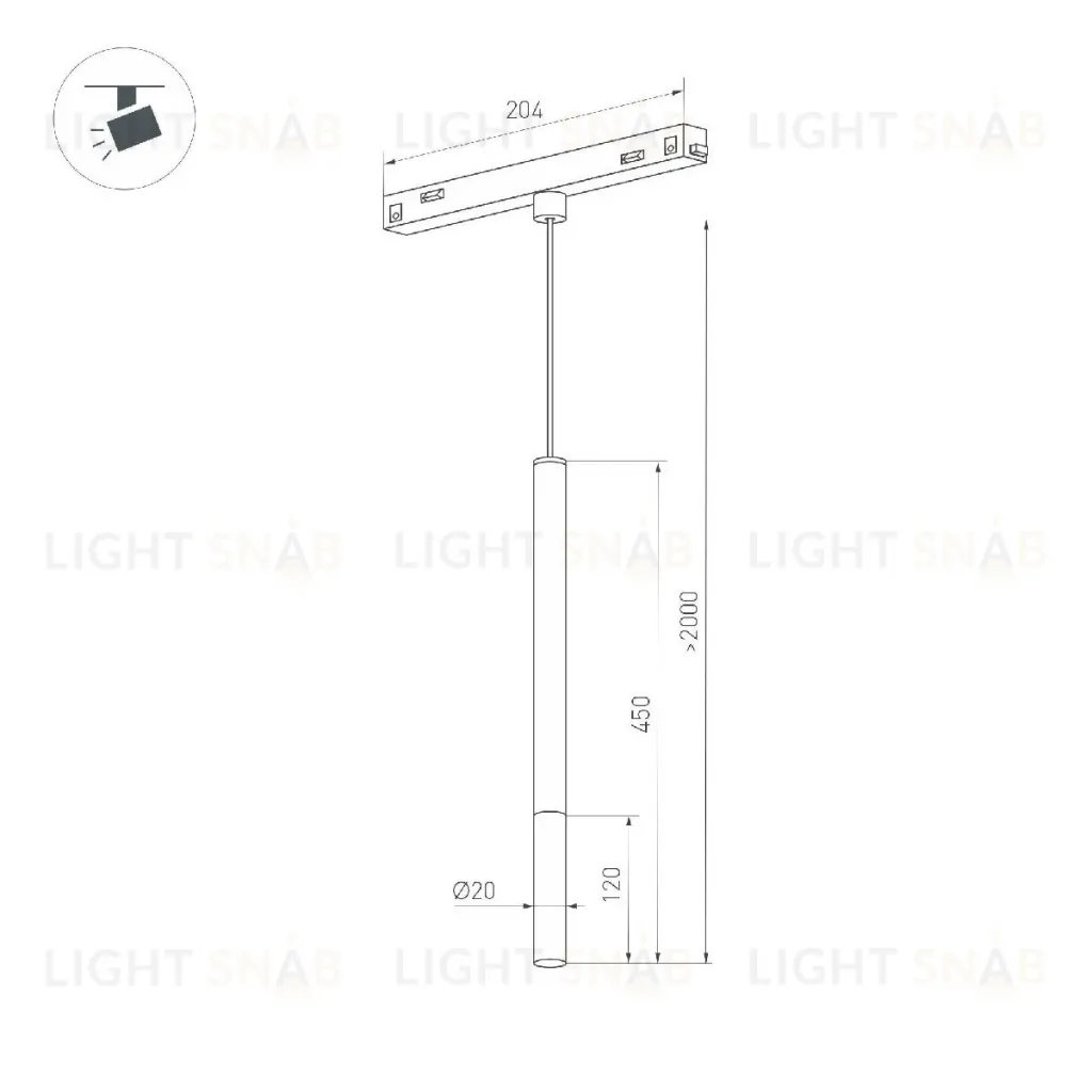 Трековый магнитный светильник Arlight MAG-ORIENT-STICK-HANG-R20-3W Day4000 (BK, 180 deg, 48V) 036541(1) 036541(1)