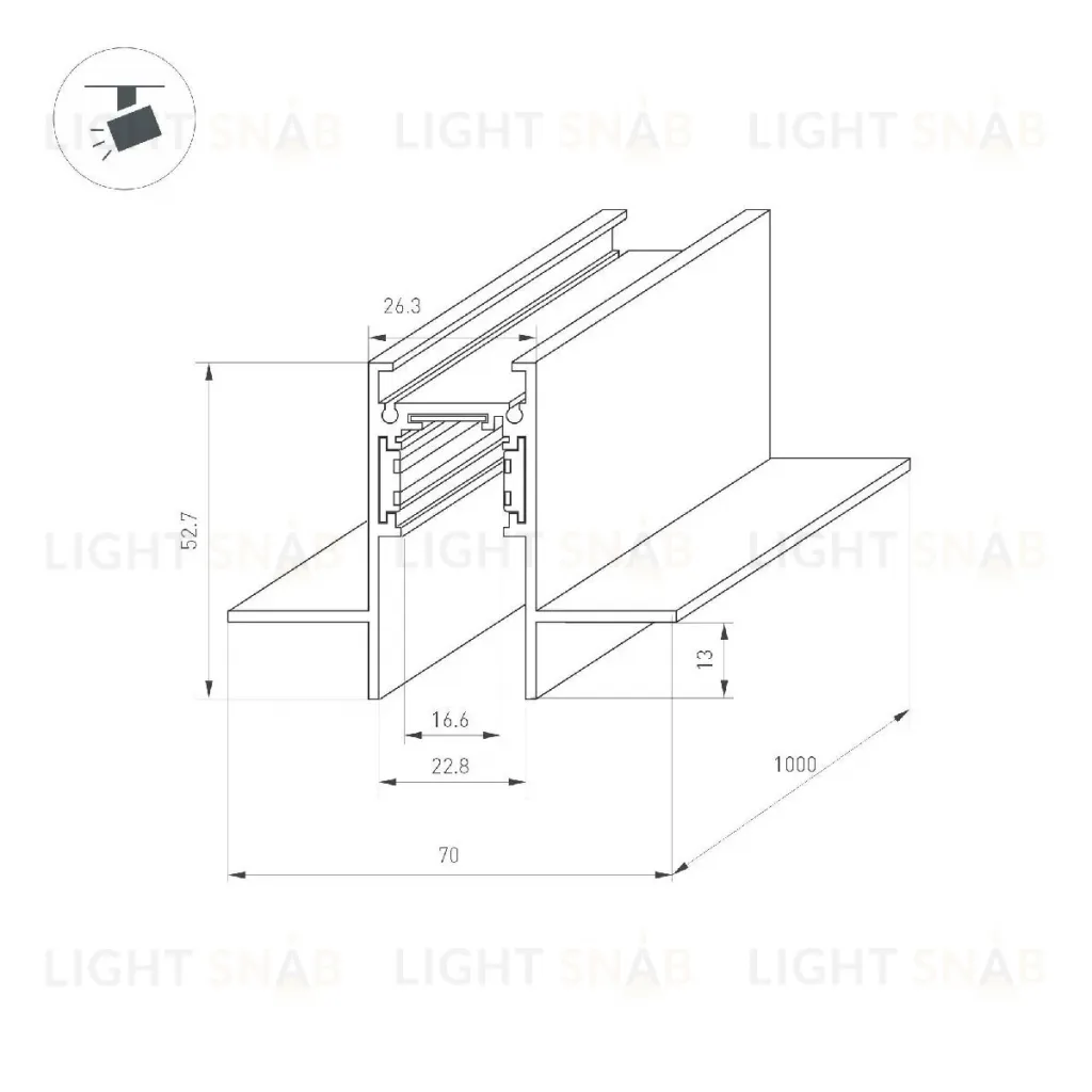 Шинопровод встраиваемый магнитный Arlight MAG-ORIENT-TRACK-2653-FDW-3000 (BK, FLAT) 041440 041440