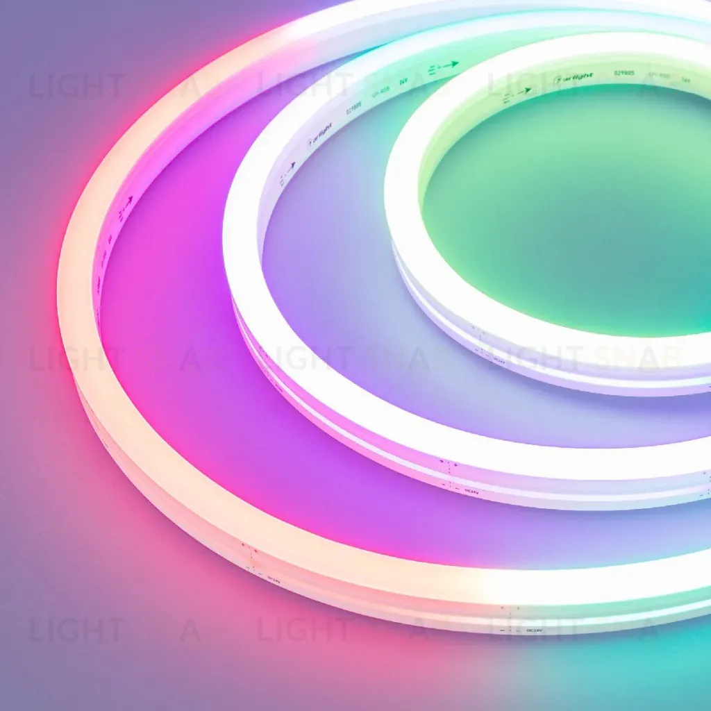 Лента герметичная Arlight SPI MOONLIGHT-SIDE-B84-12x17mm 24V RGB-PX7 (18 W/m, IP67, 5m, wire x2) 041014 041014