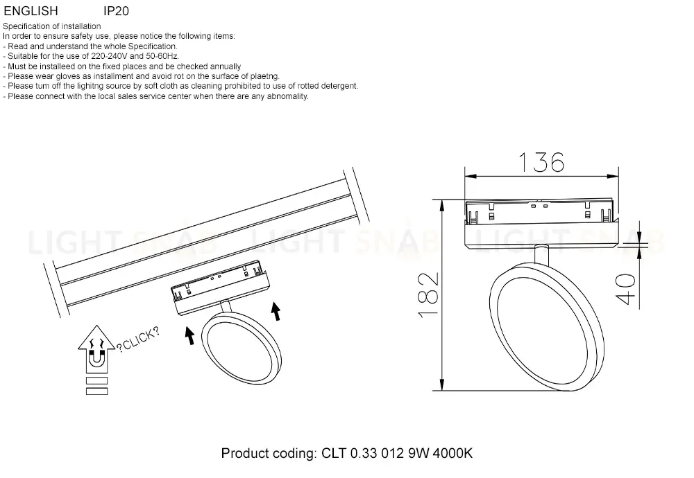 Трековый магнитный светильник Crystal Lux Space CLT 0.33 012 9W BL 4000K CLT 0.33 012 9W BL 4000K