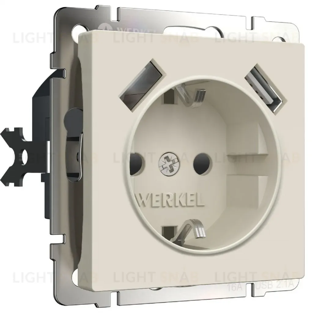 Розетка с заземлением, шторками и USBх2 Werkel 4690389192005 W1171562 a062426 4690389192005