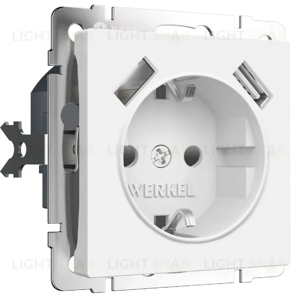 Розетка с заземлением, шторками и USBх2 Werkel 4690389191992 W1171561 a062406 4690389191992