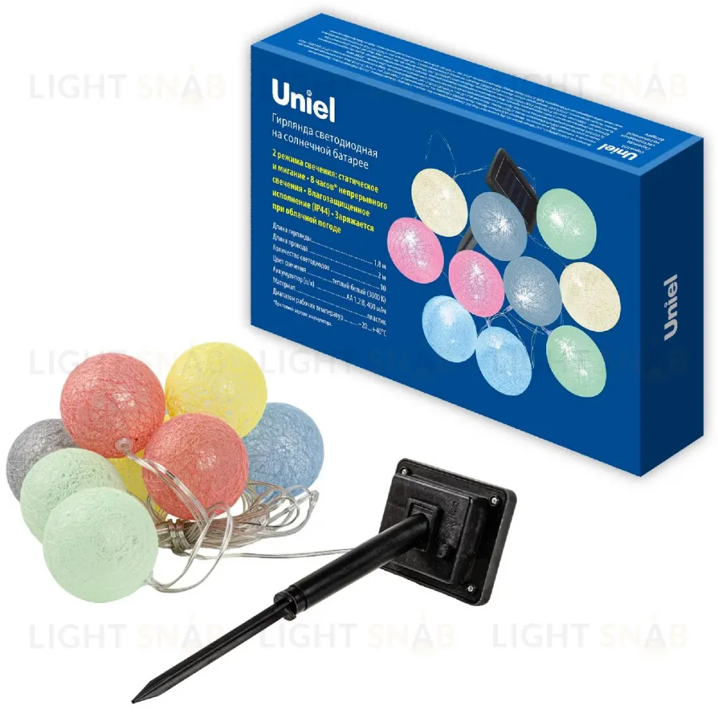 Гирлянда на солнечной батарее Uniel USL-S-139/PM2000 COTTON BALLS UL-00010436 USL-S-139/PM2000 COTTON BALLS