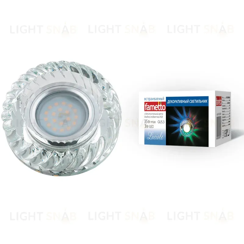 Встраиваемый светильник Fametto Luciole DLS-L123 GU5.3 GLASSY/CLEAR/RGB UL-00000374 DLS-L123 GU5.3 GLASSY/CLEAR/RGB