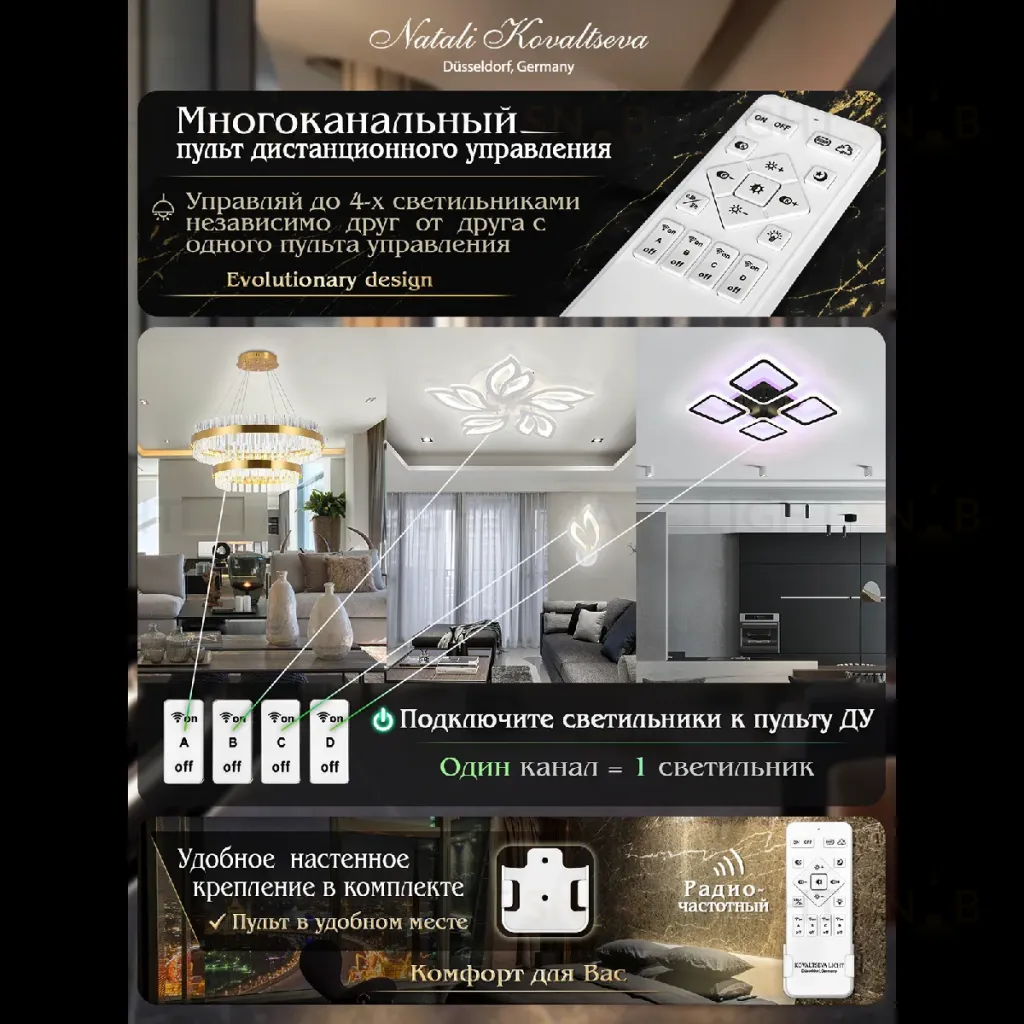 Потолочная люстра Natali Kovaltseva Groove LED LAMPS 81186 LED LAMPS 81186