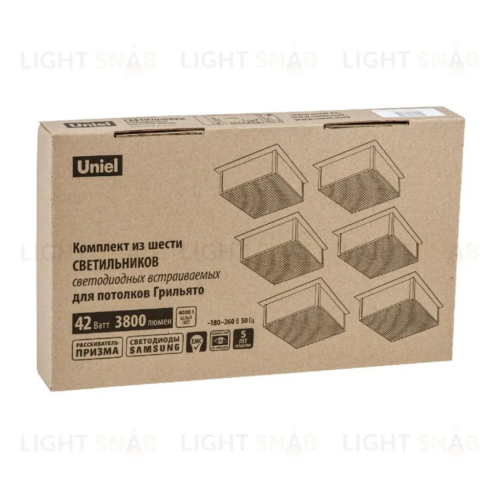 Встраиваемый светильник Uniel ULP-0808 42W/4000К IP40 GRILYATO BLACK KIT06 UL-00011061 ULP-0808 42W/4000К IP40 GRILYATO BLACK KIT06