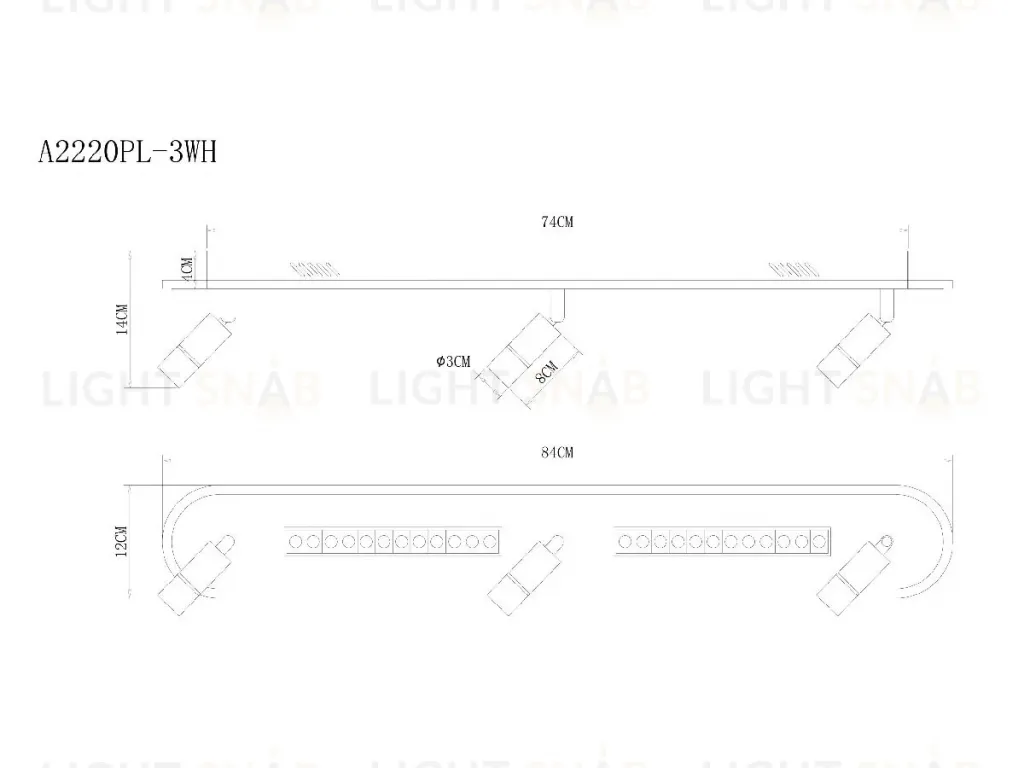 Спот Arte Lamp Pisces A2220PL-3WH A2220PL-3WH