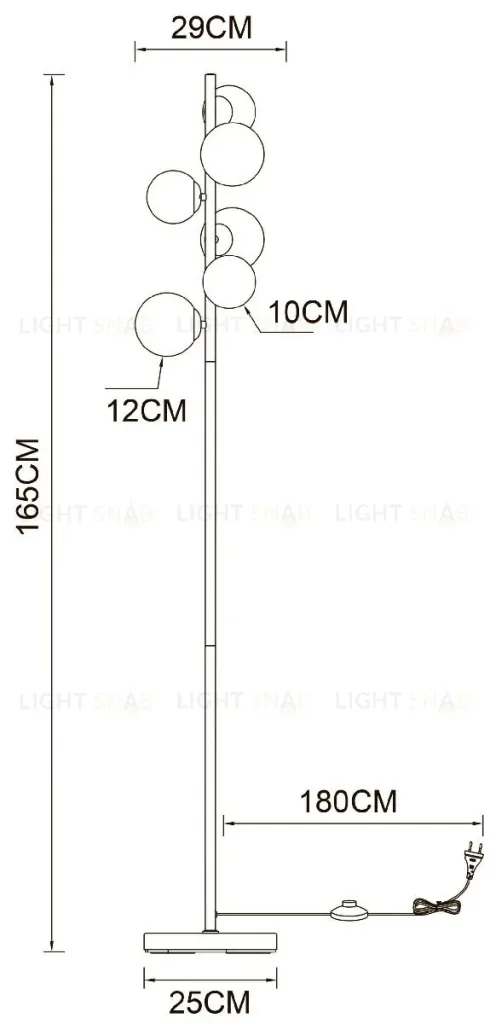 Торшер Arte Lamp Gemini A2243PN-6PB A2243PN-6PB