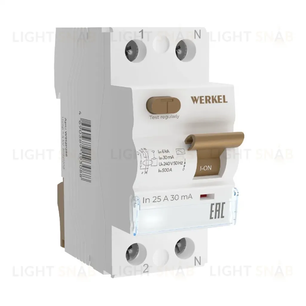 Устройство защитного отключения 1P+N 25 A 30 mА АС 6 kА Werkel W912P256 4690389193088 a062442 4690389193088