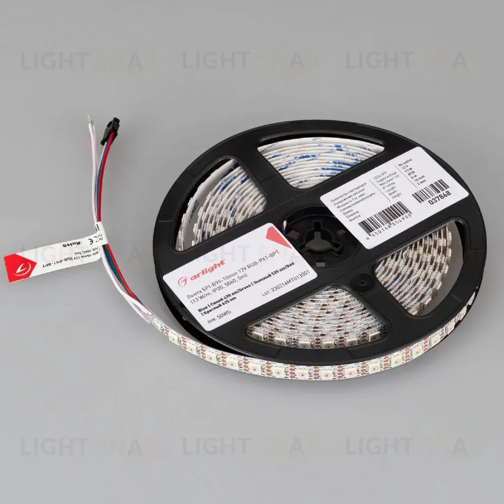 Светодиодная лента Arlight SPI-B96-10mm 12V RGB-PX1-BPT (13 W/m, IP20, 5060, 5m) 037868 037868