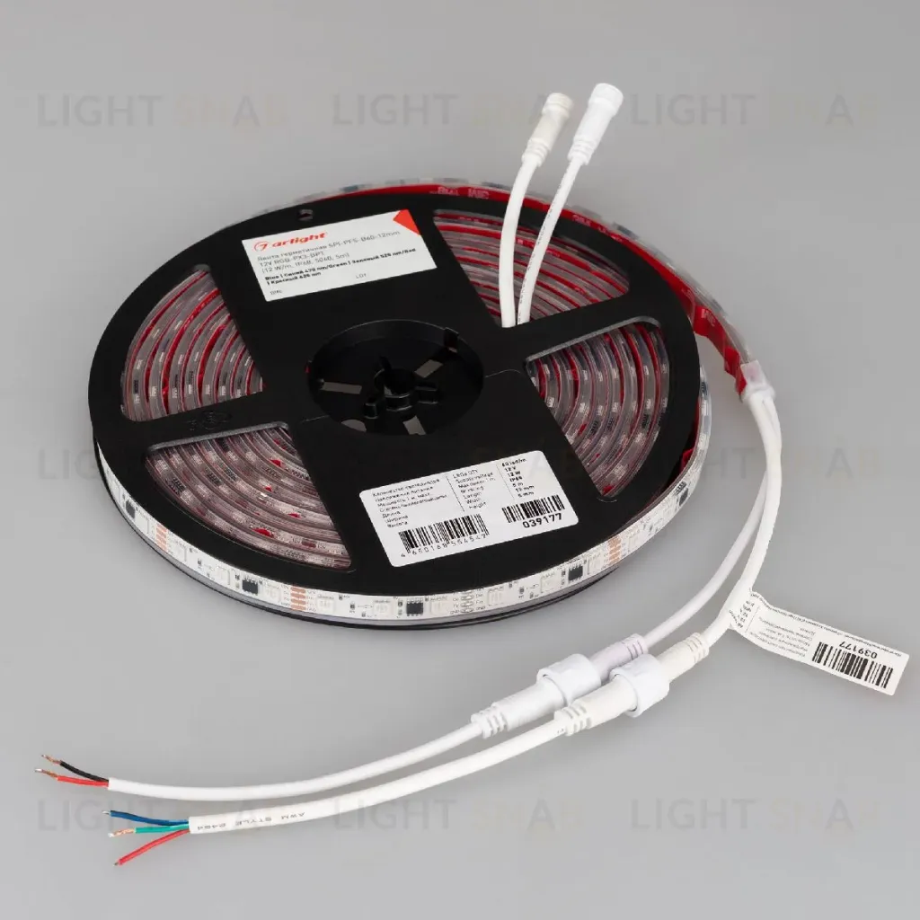 Светодиодная герметичная лента Arlight SPI-PFS-B60-12mm 12V RGB-PX3-BPT (12 W/m, IP68, 5060, 5m) 039177 039177