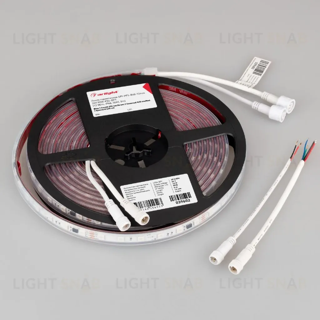 Светодиодная герметичная лента Arlight SPI-PFS-B60-12mm 24V RGB-PX6-BPT (12 W/m, IP68, 5060, 5m) 039602 039602