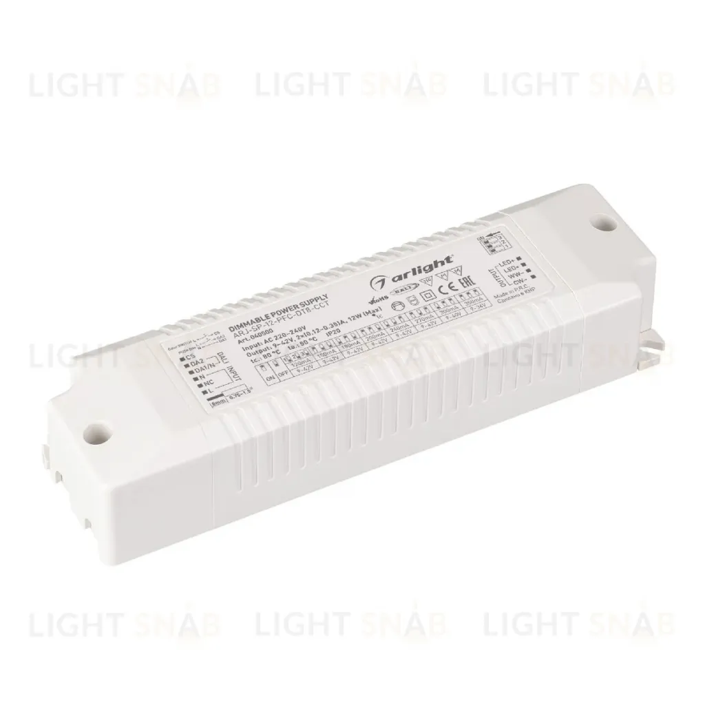 Блок питания Arlight ARJ-SP-12-PFC-DT8-ССT (12W, 9-42V, 0.12-0.35А) 040500 040500