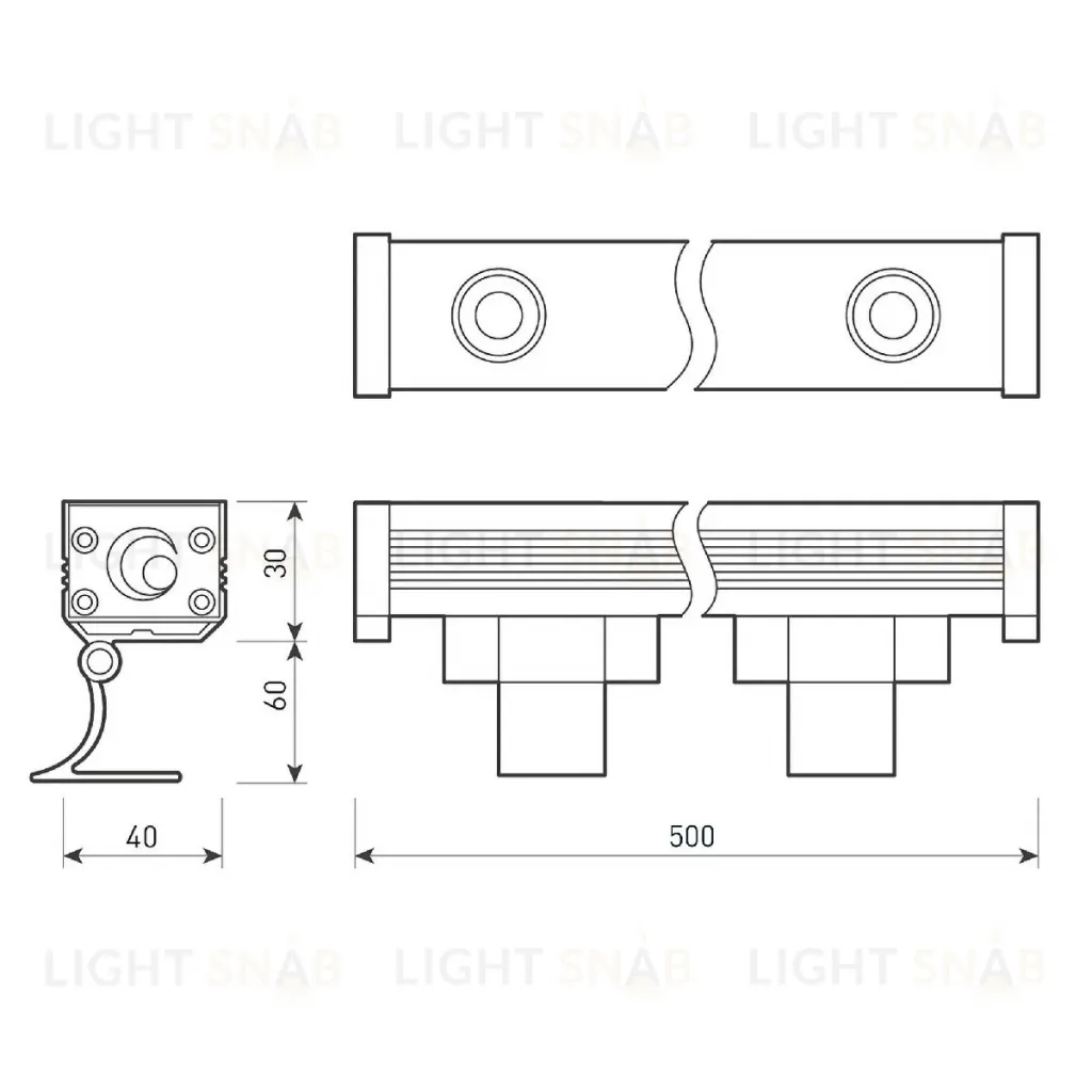 Линейный прожектор Arlight AR-LINE-500-12W Warm3000 (GR, 15x60 deg, 230V) 041726 041726