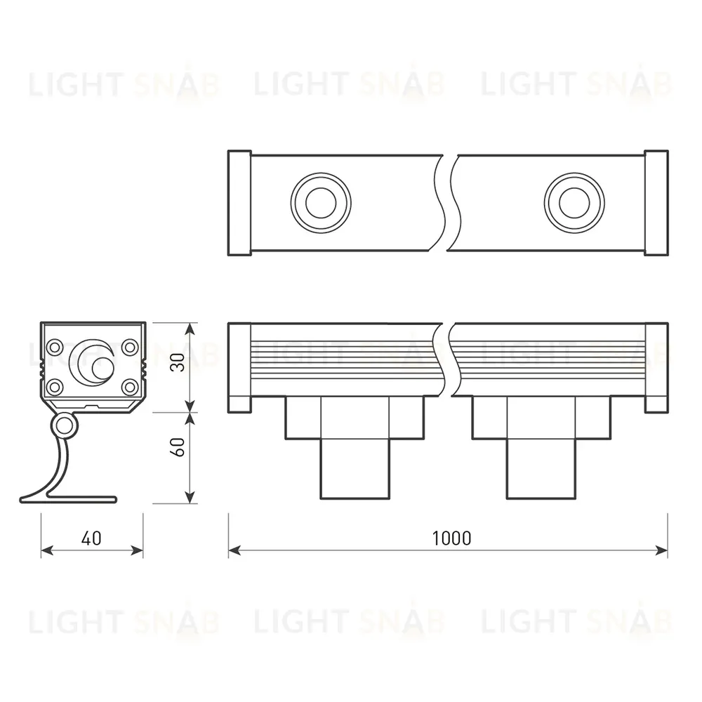 Линейный прожектор Arlight AR-LINE-1000-12W Warm3000 (GR, 15x60 deg, 230V) 041728 041728