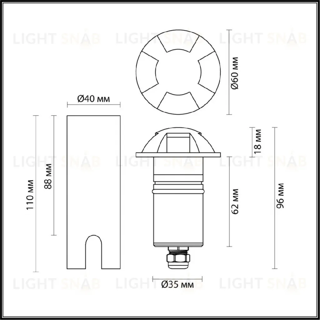Грунтовый светильник Odeon Light Wald 6662/3GL 6662/3GL