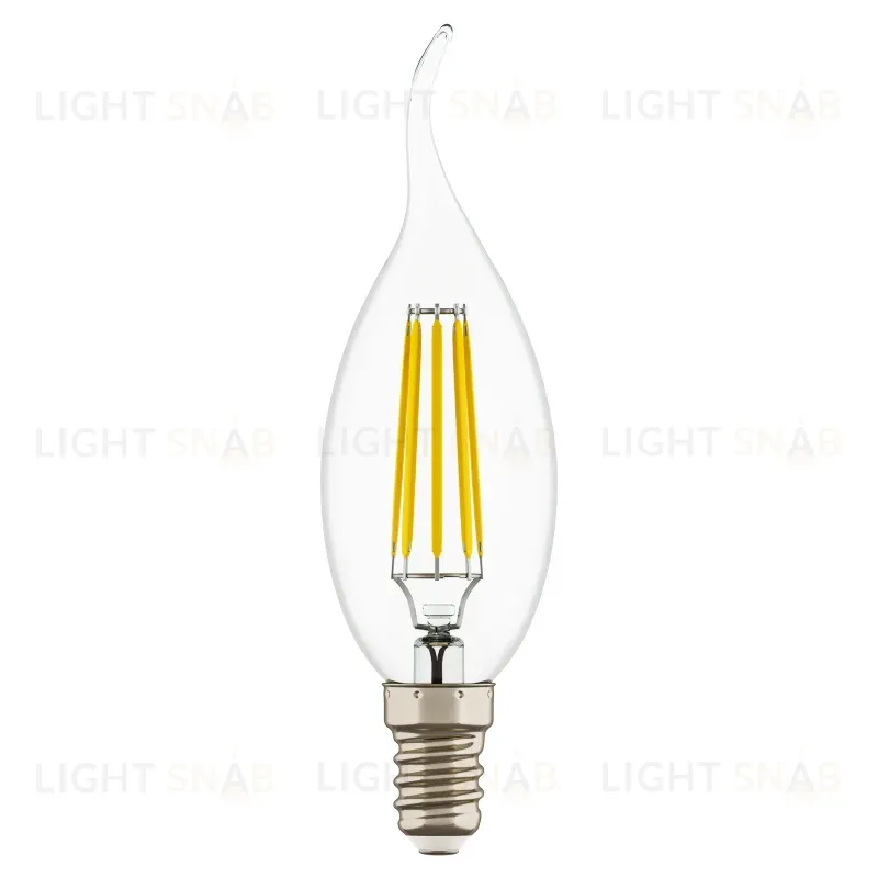 Лампа светодиодная филаментная Lightstar LED Filament Е14 6W 4000K свеча на ветру прозрачная 933604 933604