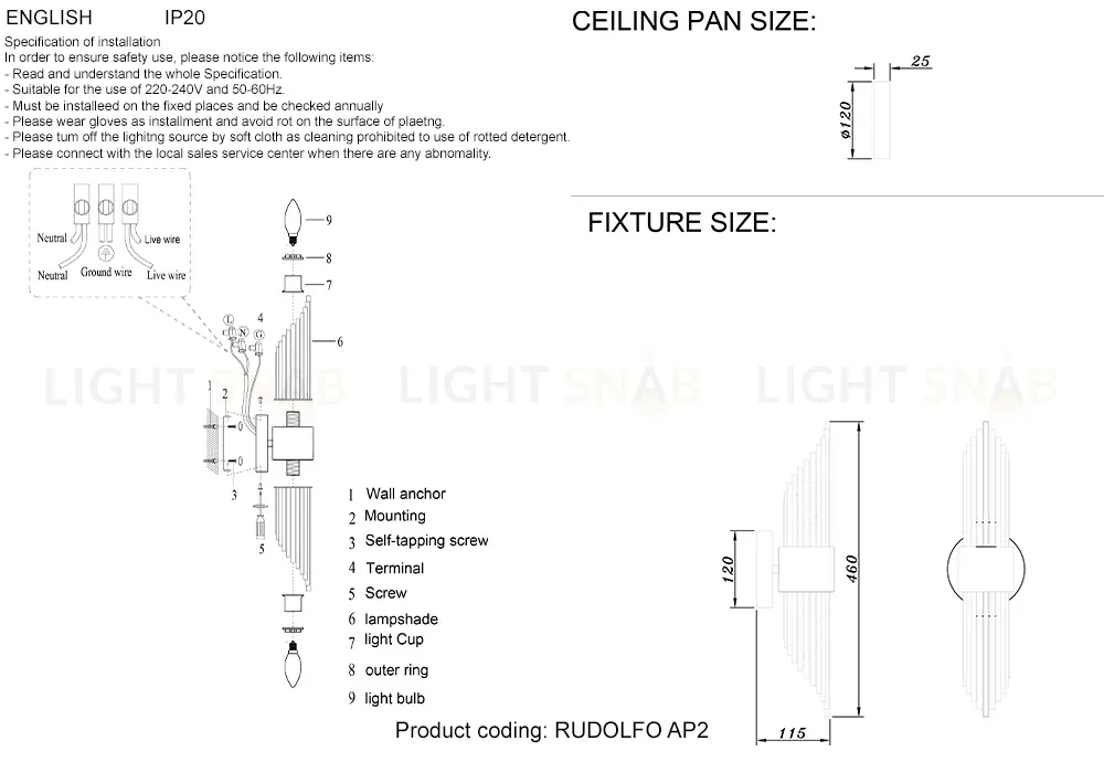 Настенный светильник Crystal Lux RUDOLFO AP2 NICKEL RUDOLFO AP2 NICKEL
