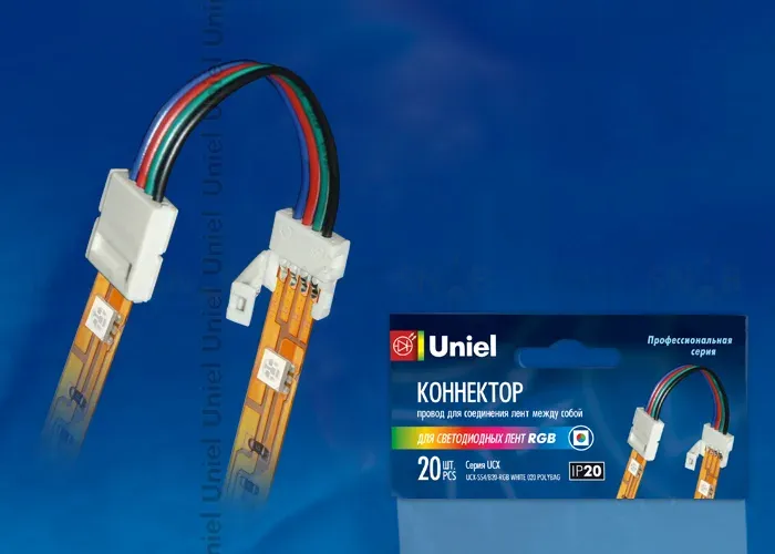 Коннектор для светодиодных лент Uniel UCX-SS4/B20-RGB WHITE 020 POLYBAG 06613 UCX-SS4/B20-RGB WHITE 020 POLYBAG