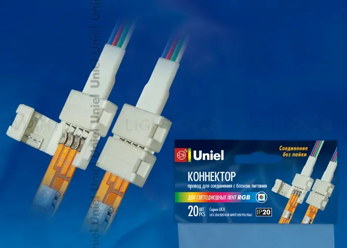 Коннектор для светодиодных лент Uniel UCX-SD4/B20-RGB WHITE 020 POLYBAG 06610 UCX-SD4/B20-RGB WHITE 020 POLYBAG