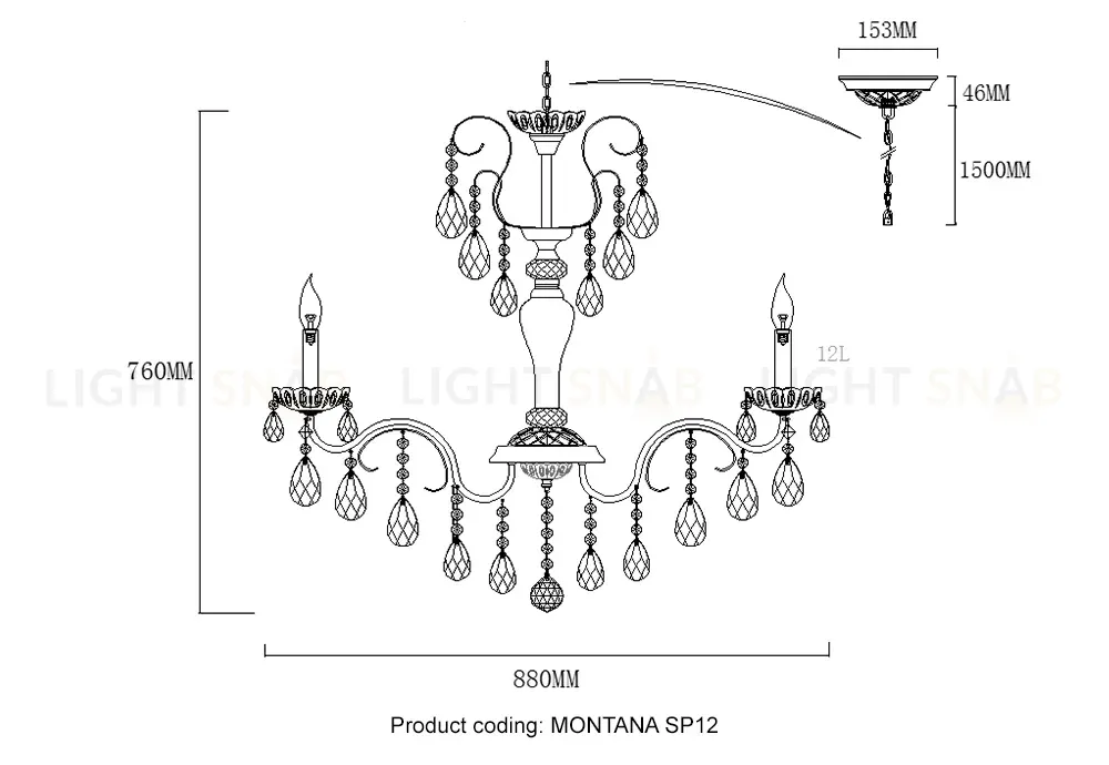 Подвесная люстра Crystal Lux MONTANA SP12 MONTANA SP12