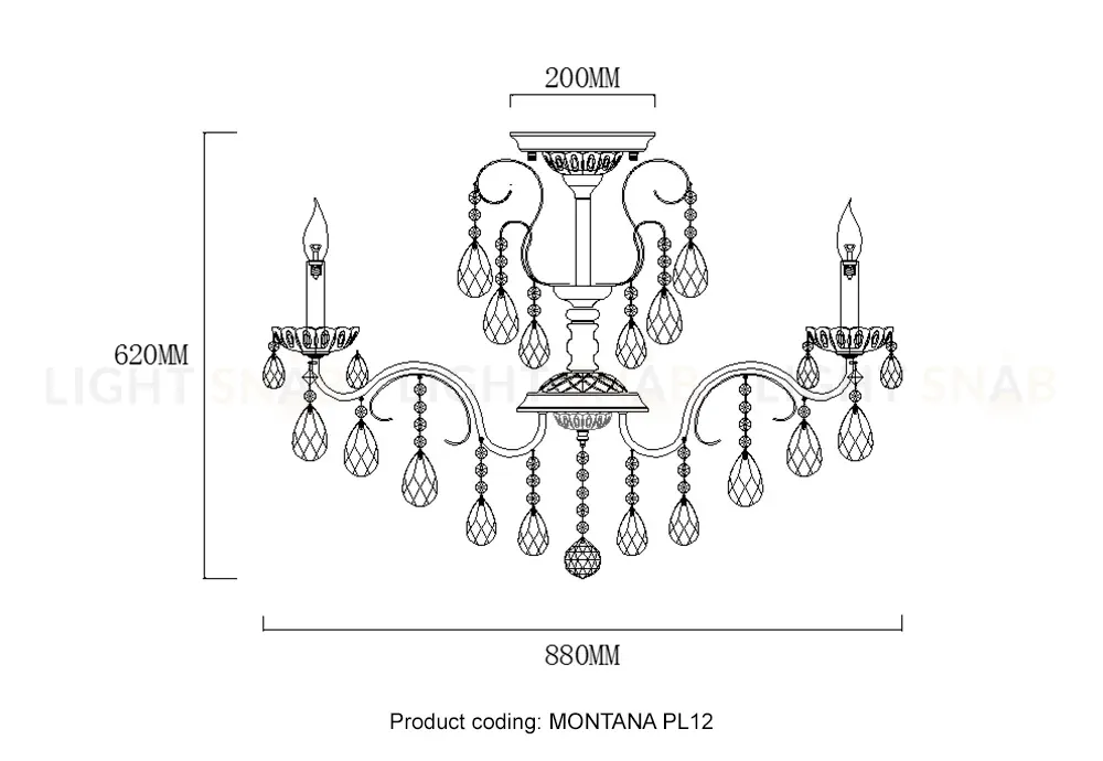 Люстры на штанге Crystal Lux MONTANA PL12 MONTANA PL12