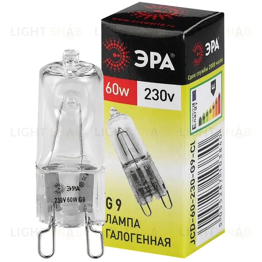 Лампа галогенная ЭРА G9 60W 2700K прозрачная G9-JCD-60-230V-CL C0027370 C0027370