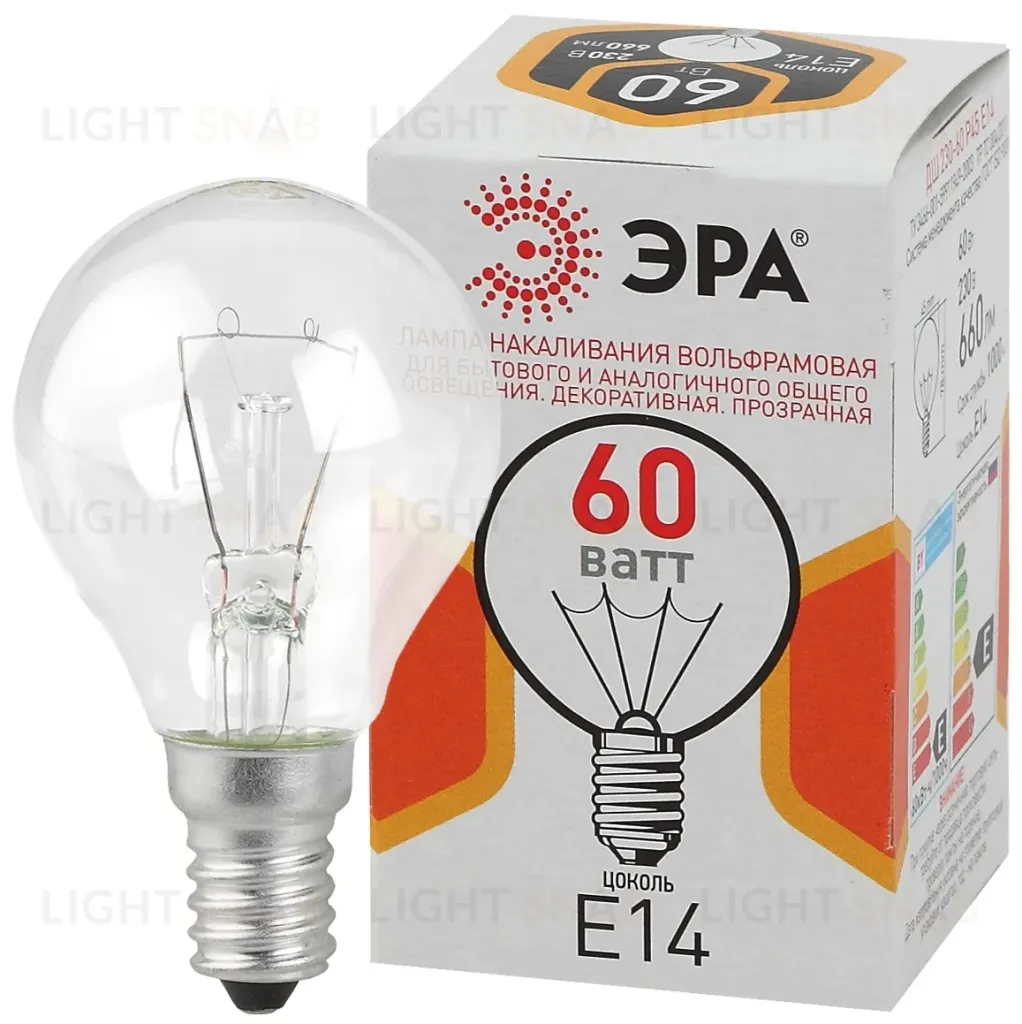 Лампа накаливания Эра E14 60W ДШ 60-230-E14-CL Б0039138 Б0039138