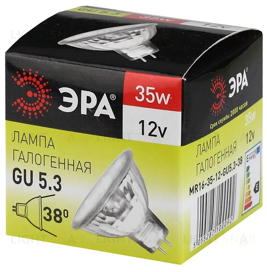 Лампа галогенная Эра GU5.3 35W 3000K GU5.3-MR16-35W-12V-CL C0027355 C0027355