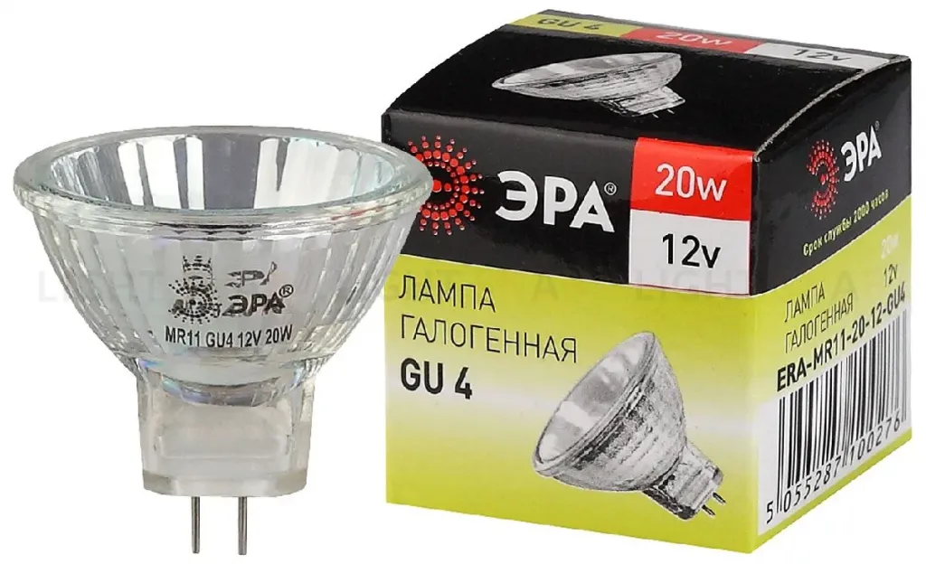 Лампа галогенная Эра GU4 20W 3000K GU4-MR11-20W-12V-30CL C0027361 C0027361