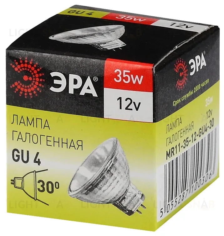 Лампа галогенная Эра GU4 35W 3000K GU4-MR11-35W-12V-30CL C0027362 C0027362