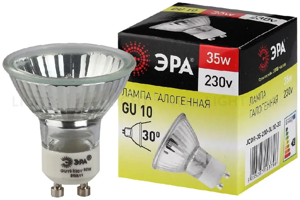 Лампа галогенная Эра GU10 35W 3000K GU10-JCDR (MR16) -35W-230V C0027385 C0027385