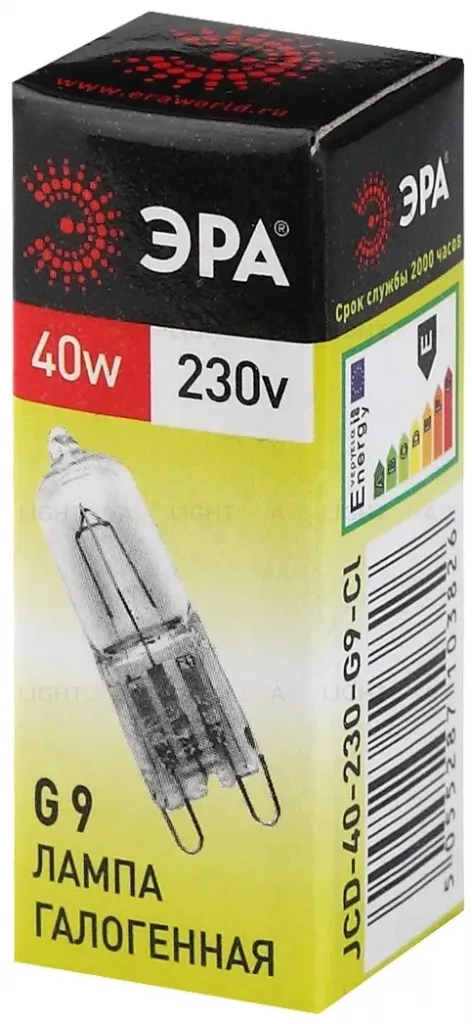 Лампа галогенная Эра G9 40W 3000K G9-JCD-40-230V-CL C0027378 C0027378