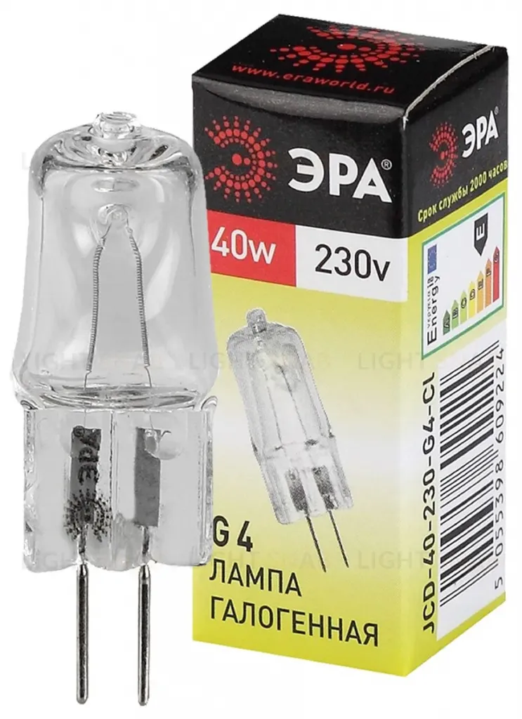 Лампа галогенная Эра G4 40W 3000K G4-JCD-40W-230V-CL C0039280 C0039280