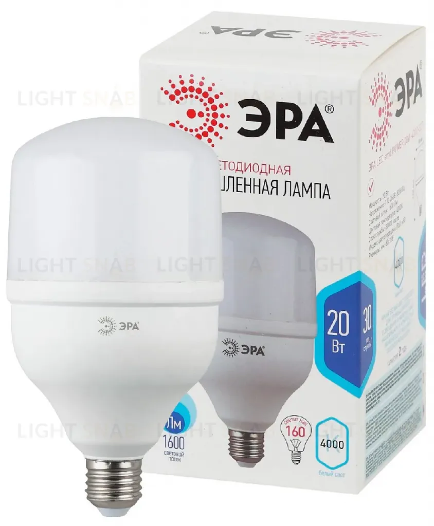 Лампа светодиодная Эра E27 20W 4000K LED POWER T80-20W-4000-E27 Б0027001 Б0027001