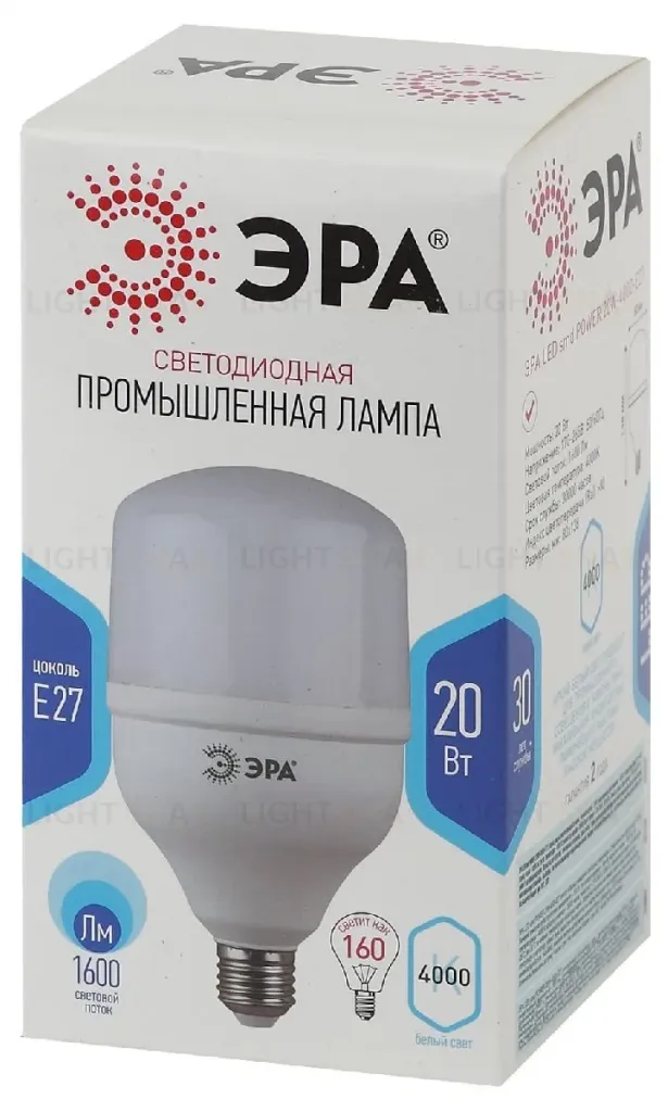 Лампа светодиодная Эра E27 20W 4000K LED POWER T80-20W-4000-E27 Б0027001 Б0027001