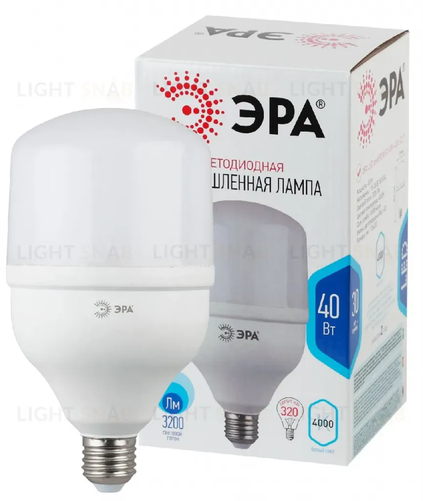 Лампа светодиодная Эра E27 40W 4000K LED POWER T120-40W-4000-E27 Б0027005 Б0027005