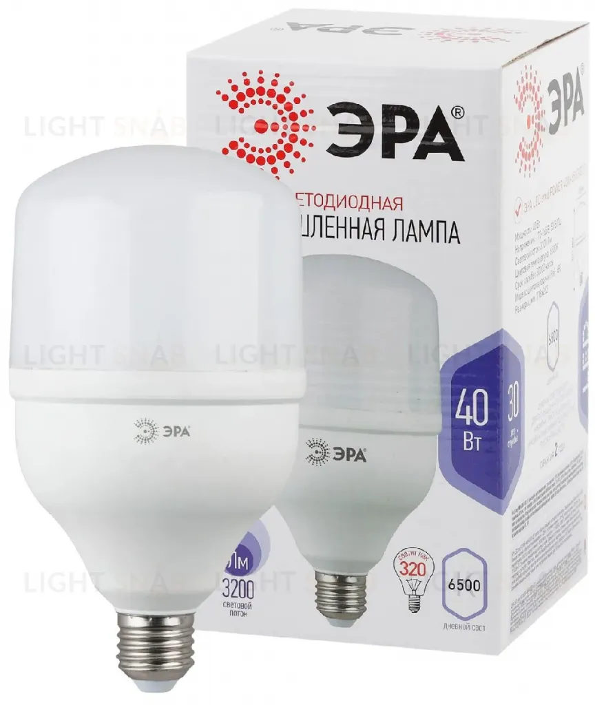 Лампа светодиодная Эра E27 40W 6500K LED POWER T120-40W-6500-E27 Б0027006 Б0027006