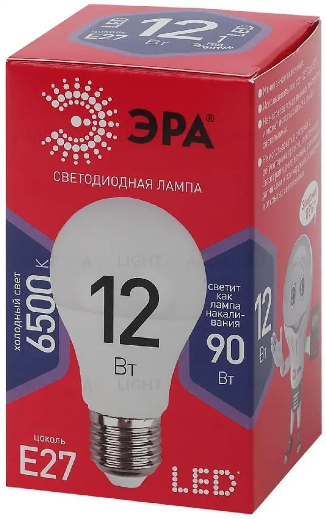 Лампа светодиодная Эра E27 12W 6500K LED A60-12W-865-E27 R Б0045325 Б0045325