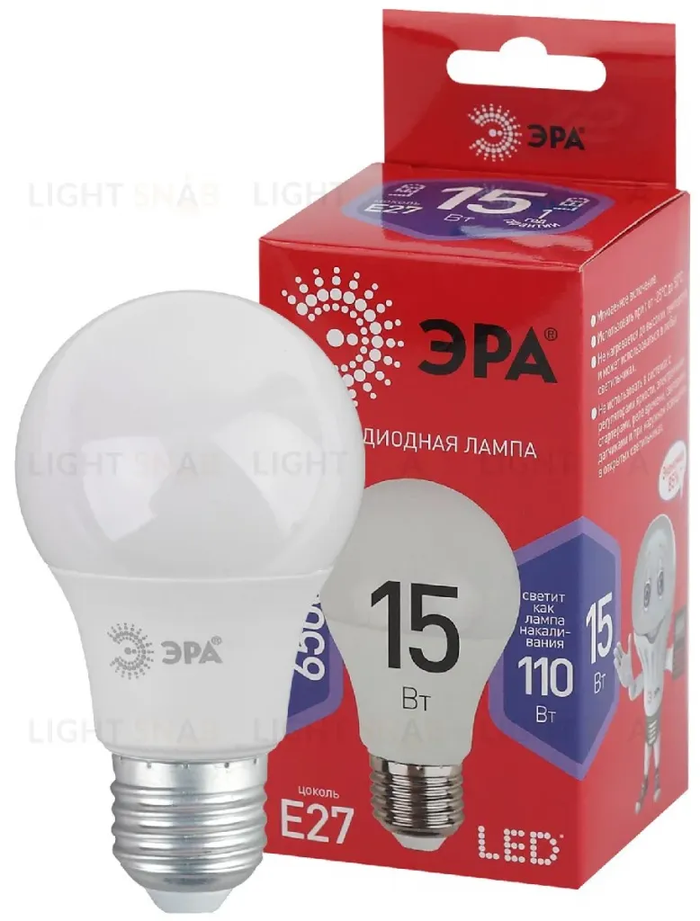 Лампа светодиодная Эра E27 15W 6500K LED A60-15W-865-E27 R Б0046357 Б0046357