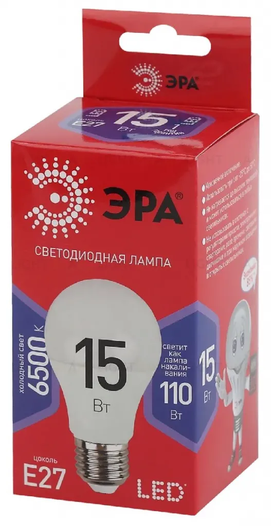 Лампа светодиодная Эра E27 15W 6500K LED A60-15W-865-E27 R Б0046357 Б0046357